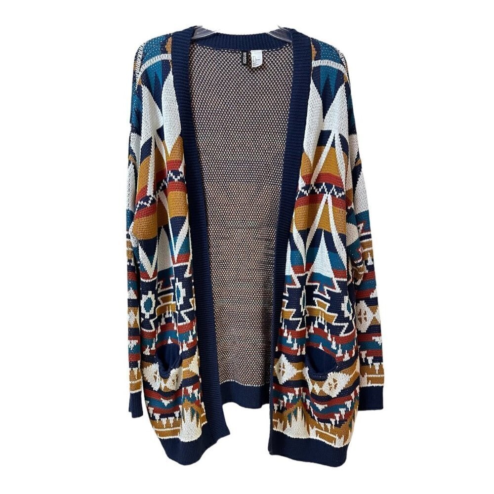 Divided Knit Cardigan Aztec/Western open/front size large